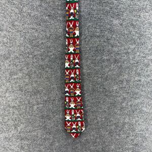 Class Club Tie Men Red Rabbit Print Silk One Size Classic Adjustable Designer